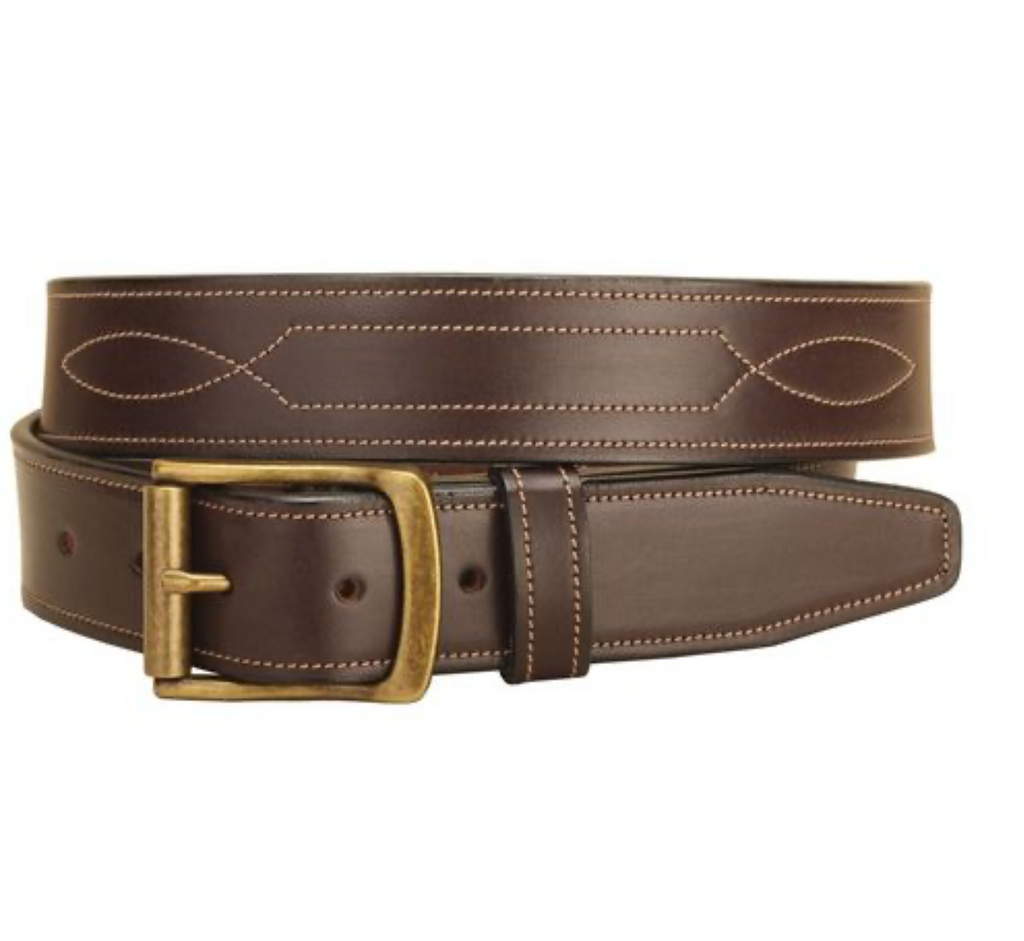 Tory Leather 1 1/2” Bridle Leather Repeated Stitch Belt