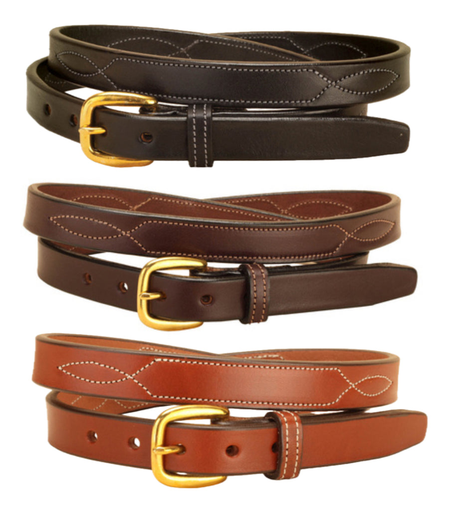 Tory Leather 1” Stitched Pattern Belt